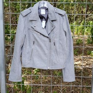 NWT GAP heather grey wool moto L